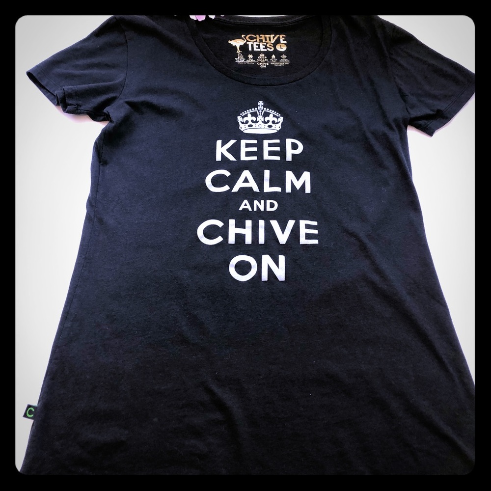 Keep Calm And Chive On Black T-Shirt